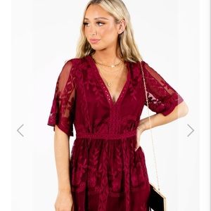 Ella Bella Boutique Burgundy Dress NWT